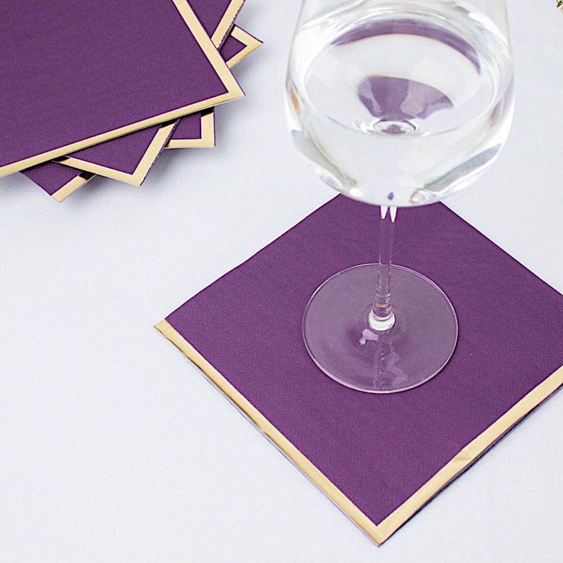 50 Pastel 2 Ply Dinner Cocktail Paper Napkins with Gold Rim