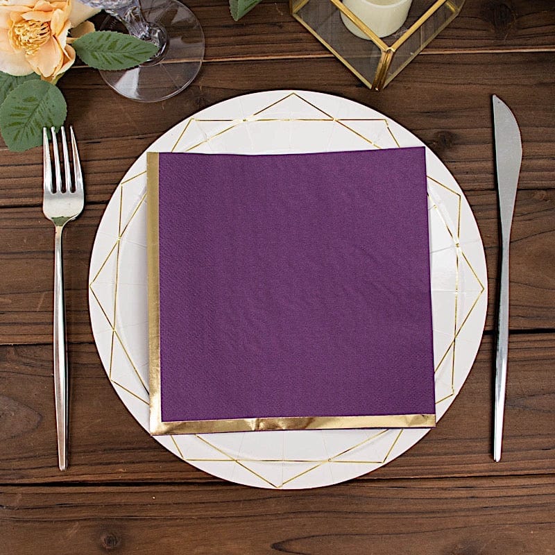 50 Pastel 2 Ply Dinner Cocktail Paper Napkins with Gold Rim