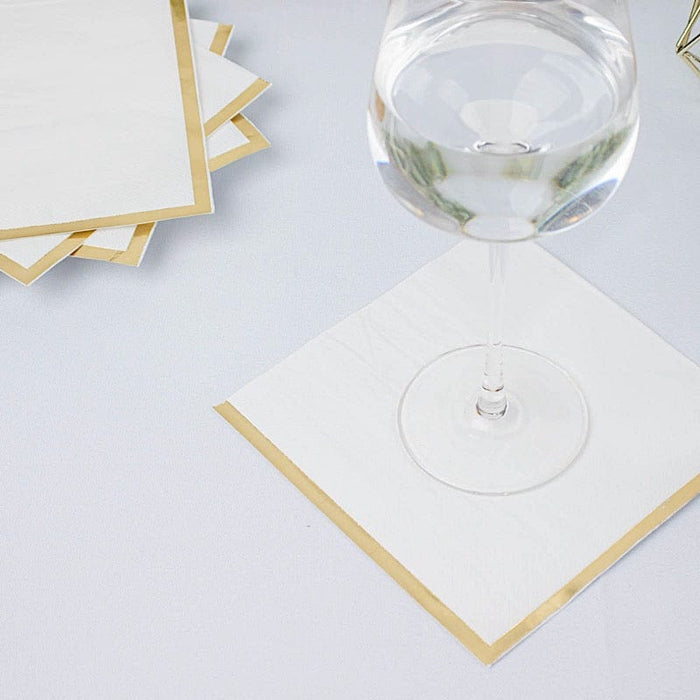 50 Pastel 2 Ply Dinner Cocktail Paper Napkins with Gold Rim
