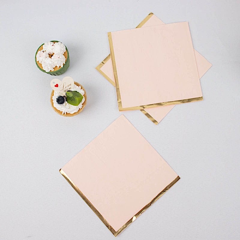 50 Pastel 2 Ply Dinner Cocktail Paper Napkins with Gold Rim