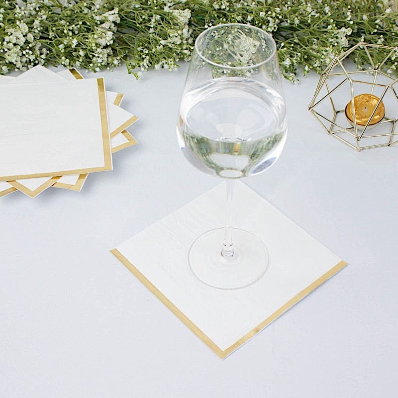 50 Pastel 2 Ply Dinner Cocktail Paper Napkins with Gold Rim