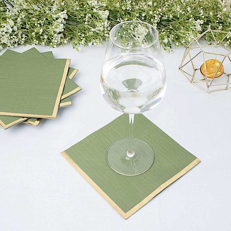 50 Pastel 2 Ply Dinner Cocktail Paper Napkins with Gold Rim