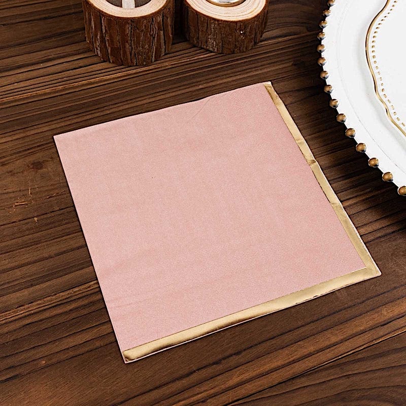 50 Pastel 2 Ply Dinner Cocktail Paper Napkins with Gold Rim