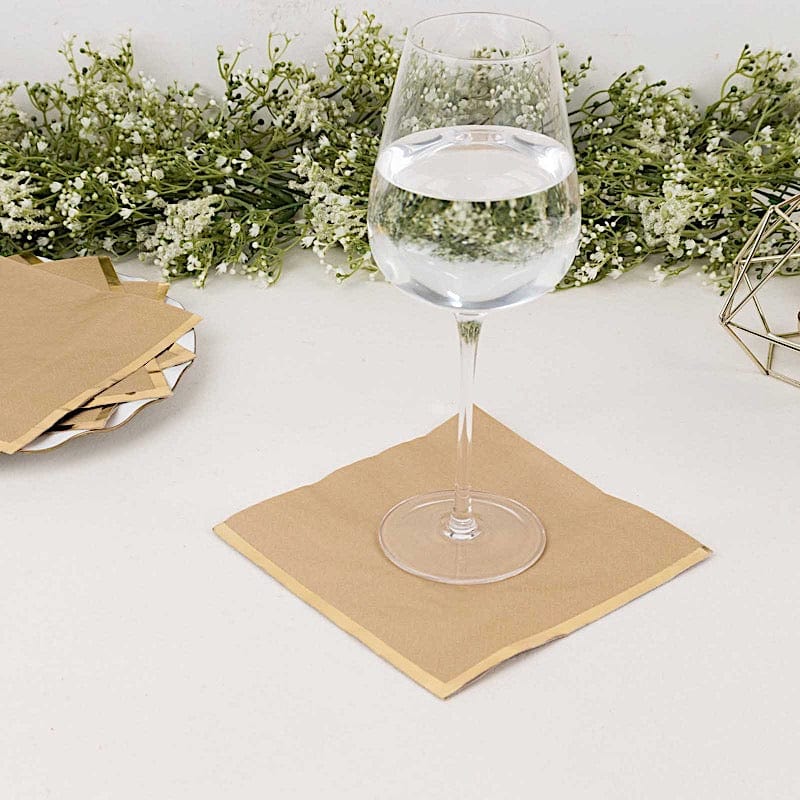 50 Pastel 2 Ply Dinner Cocktail Paper Napkins with Gold Rim