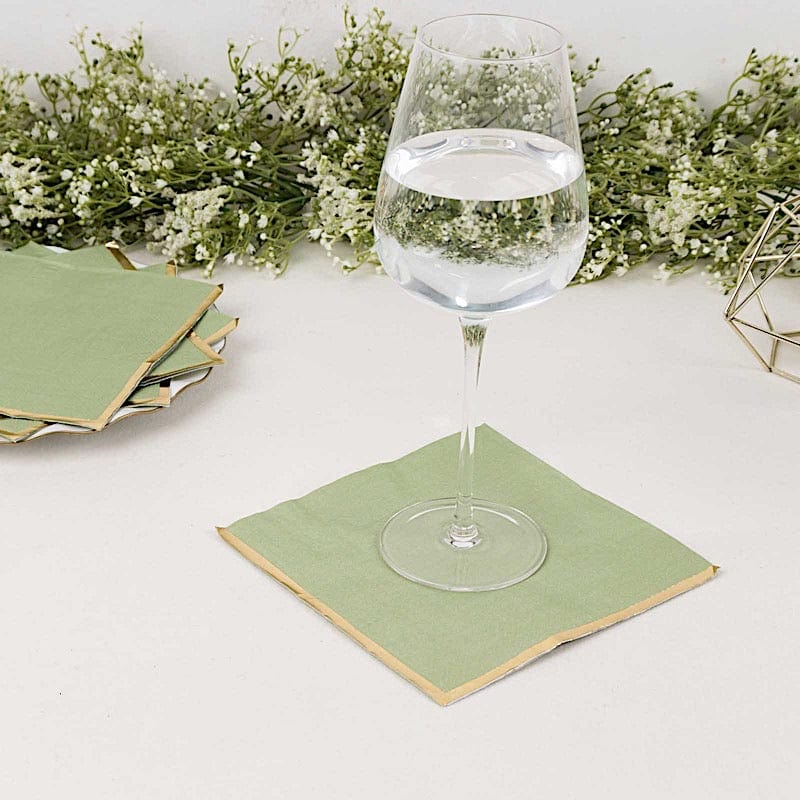 50 Pastel 2 Ply Dinner Cocktail Paper Napkins with Gold Rim