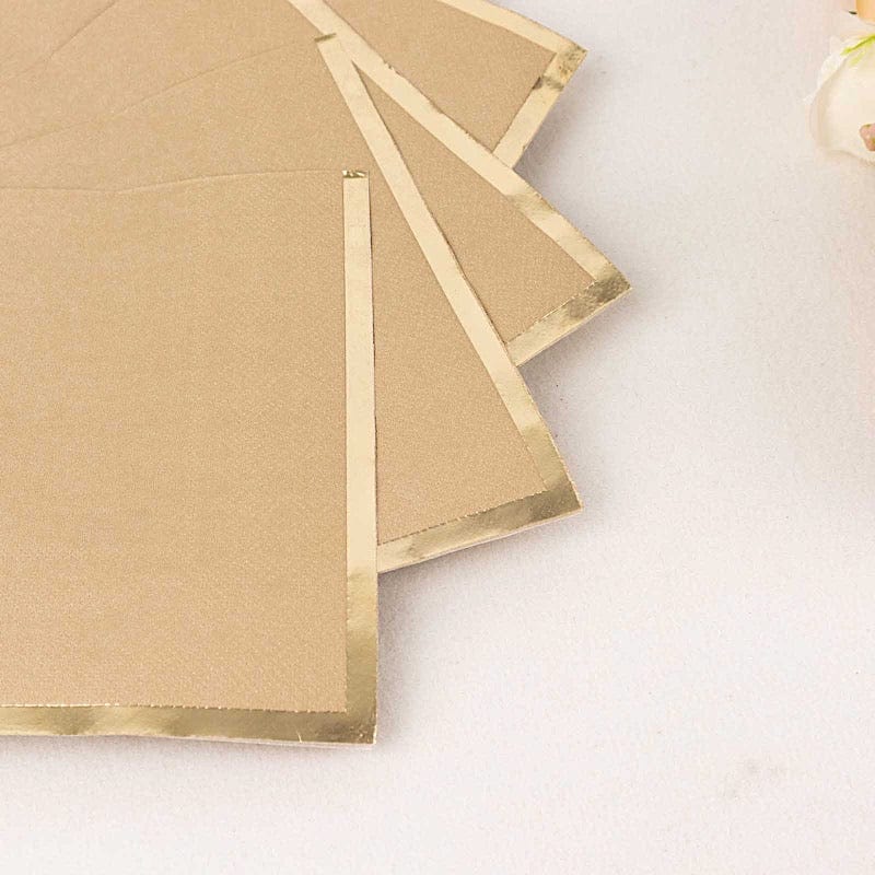 50 Pastel 2 Ply Dinner Cocktail Paper Napkins with Gold Rim