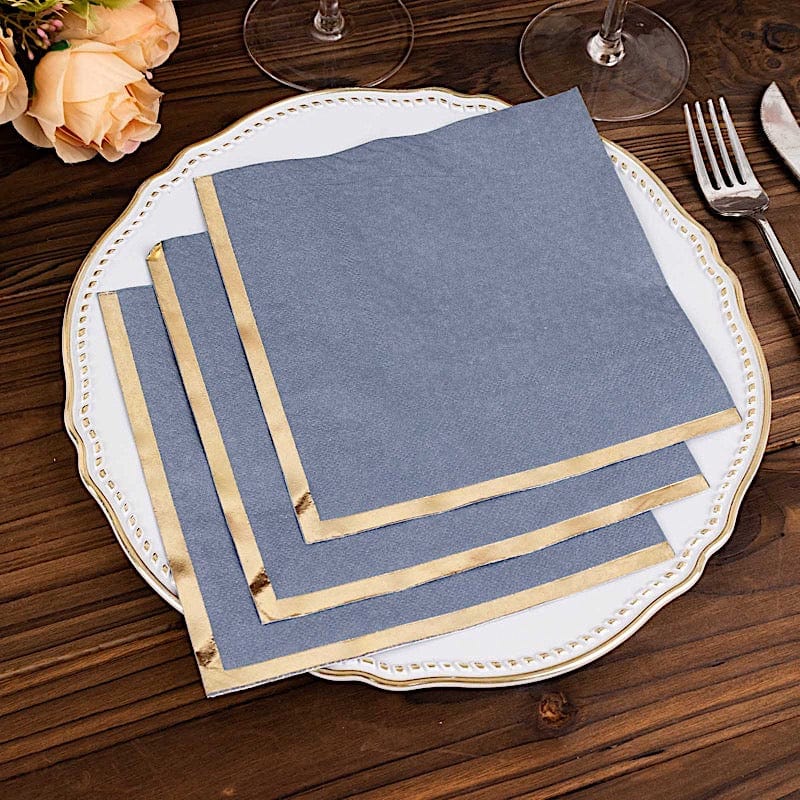 50 Pastel 2 Ply Dinner Cocktail Paper Napkins with Gold Rim