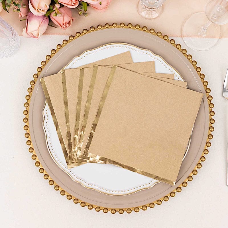 50 Pastel 2 Ply Dinner Cocktail Paper Napkins with Gold Rim