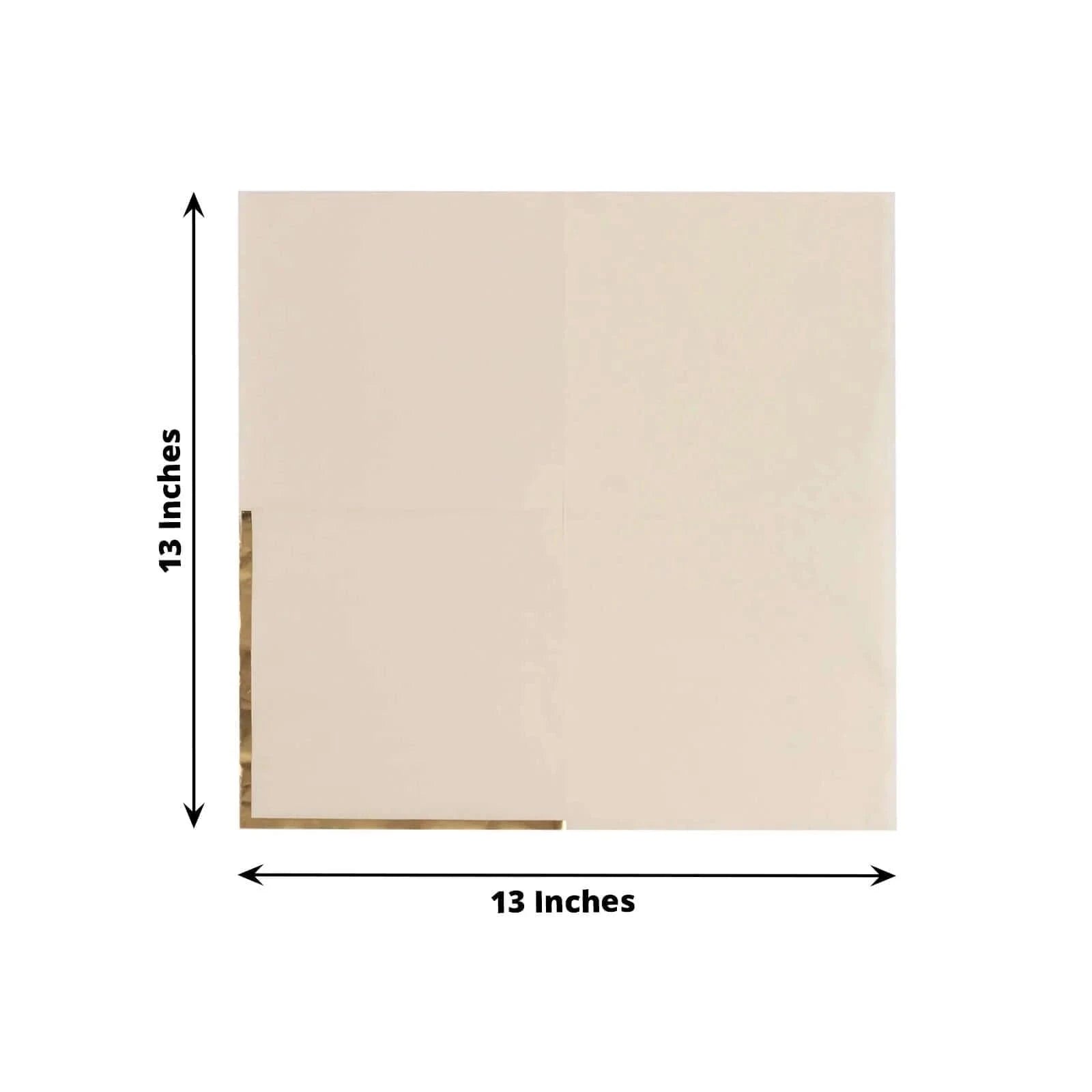 50 pcs 2 Ply Dinner Cocktail Paper Napkins with Gold Rim