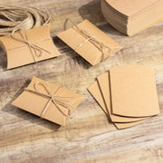 50 pcs 5" x 4" Paper Rustic Party Gift Boxes with Jute Rope Tie - Natural BOX_5X4_POCH_NAT