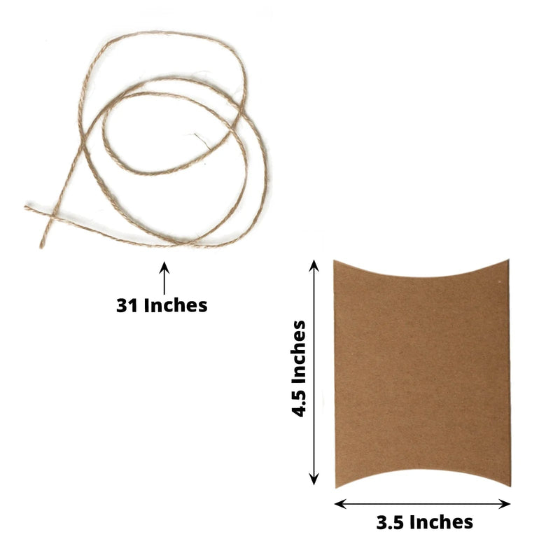 50 pcs 5" x 4" Paper Rustic Party Gift Boxes with Jute Rope Tie - Natural BOX_5X4_POCH_NAT