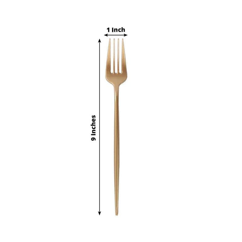 50 pcs 9" Heavy Duty Plastic Premium Disposable Forks - Gold DSP_YF0012B_9_GOLD_PK50