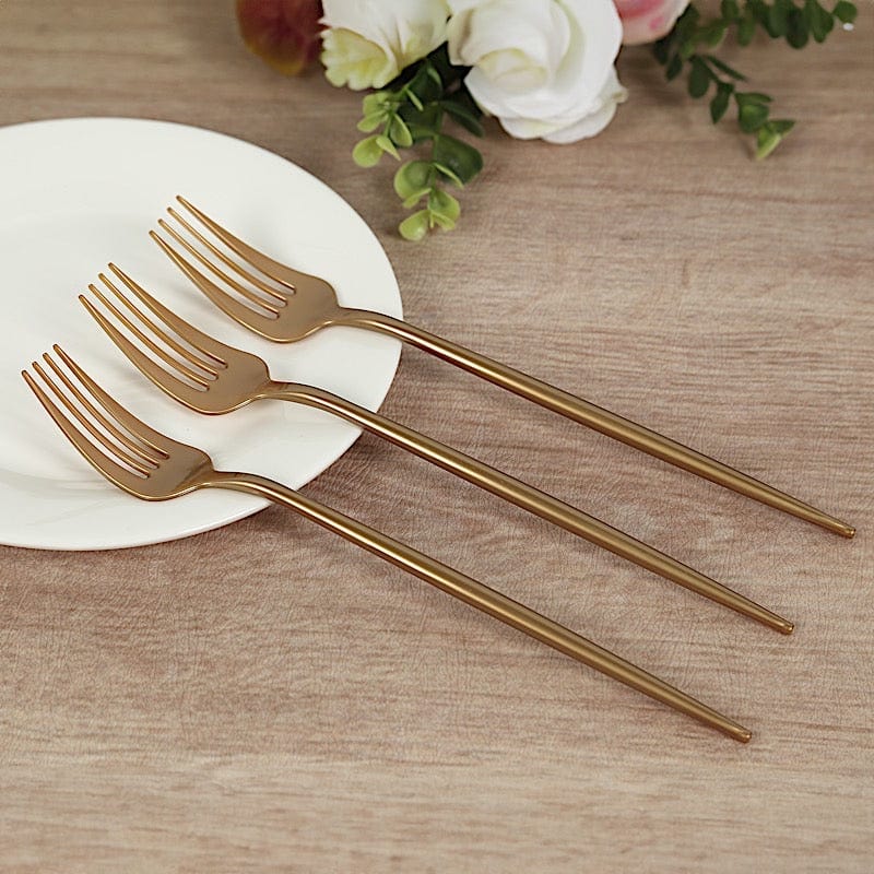 50 pcs 9" Heavy Duty Plastic Premium Disposable Forks - Gold DSP_YF0012B_9_GOLD_PK50
