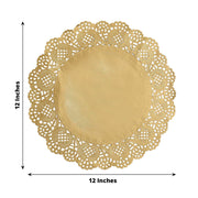 50 pcs Gold Round Disposable Paper Doilies Placemats with Lace Trim DSP_PPDOL_RND01_12_GOLD