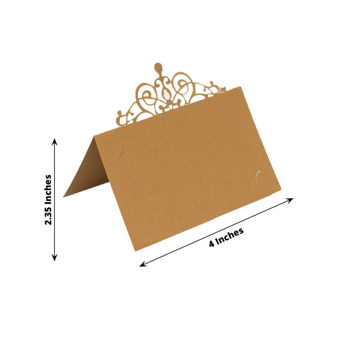 50 Place Cards with Laser Cut Crown Design - Gold CARD_PAP04_2X4_GOLD