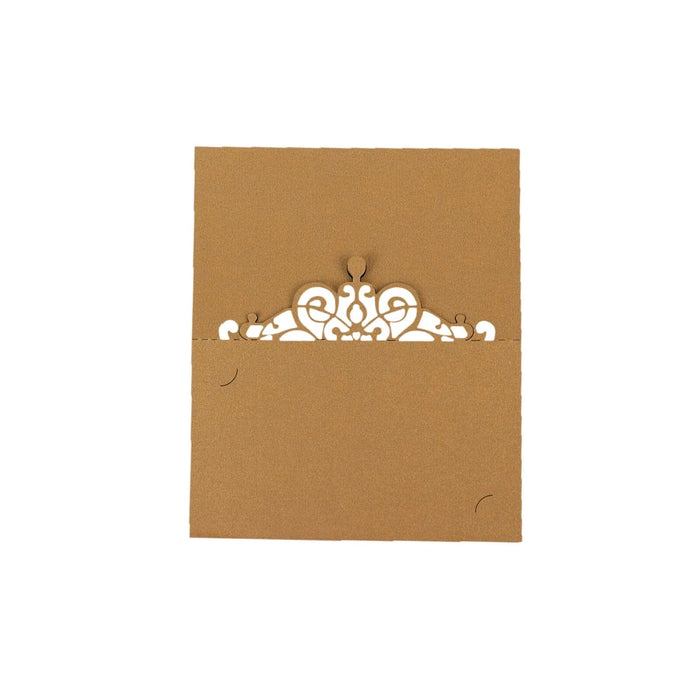 50 Place Cards with Laser Cut Crown Design - Gold CARD_PAP04_2X4_GOLD