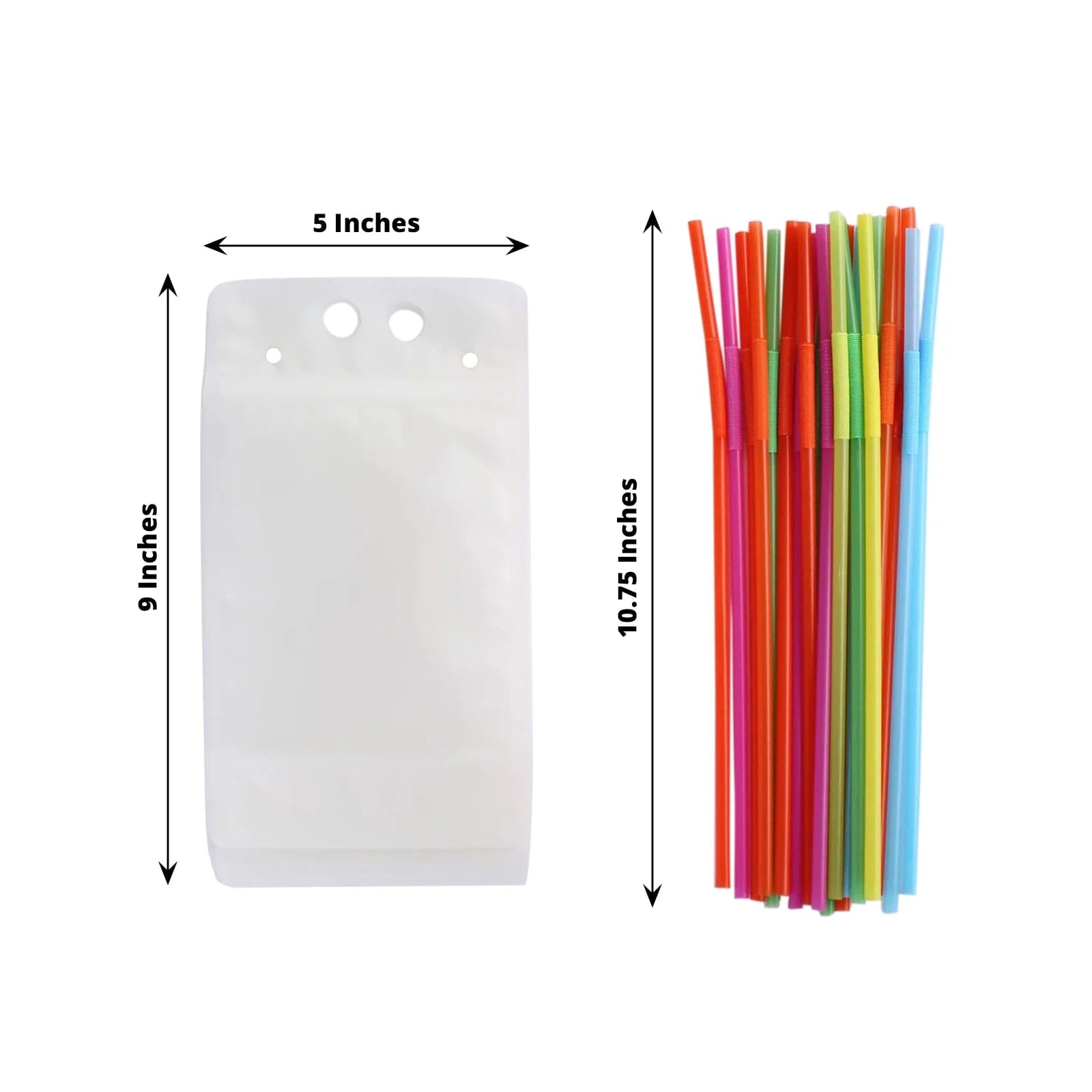 50 Plastic Stand-Up Plastic Drink Pouches with Straws - Clear DSP_CUPOCH01_12_CLR