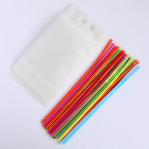 50 Plastic Stand-Up Plastic Drink Pouches with Straws - Clear DSP_CUPOCH01_12_CLR