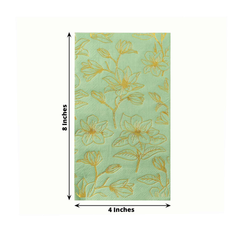 50 Rectangular Soft 2 Ply Dinner Paper Napkins with Flowers Print