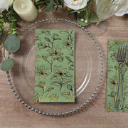 50 Rectangular Soft 2 Ply Dinner Paper Napkins with Flowers Print