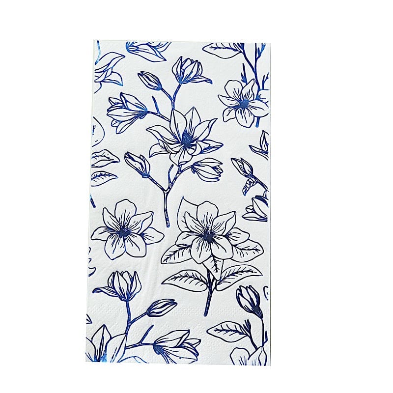 50 Rectangular Soft 2 Ply Dinner Paper Napkins with Flowers Print NAP_DIN20_WHBL