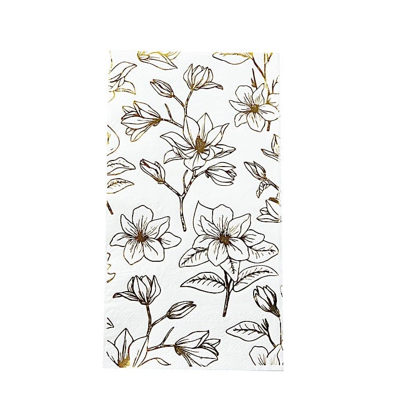 50 Rectangular Soft 2 Ply Dinner Paper Napkins with Flowers Print NAP_DIN20_WHGD