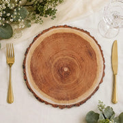 50 Round 13" Disposable Paper Charger Plates Wood Slice Design - Natural DSP_CHRG_R0006_NAT_PK50