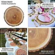 50 Round 13" Disposable Paper Charger Plates Wood Slice Design - Natural DSP_CHRG_R0006_NAT_PK50