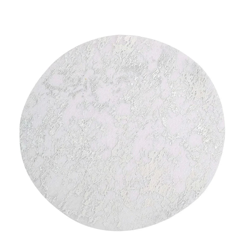 50 Round 13" Metallic Foil Polyester Mesh Table Placemats PLMAT_MET02_SILV_PK50