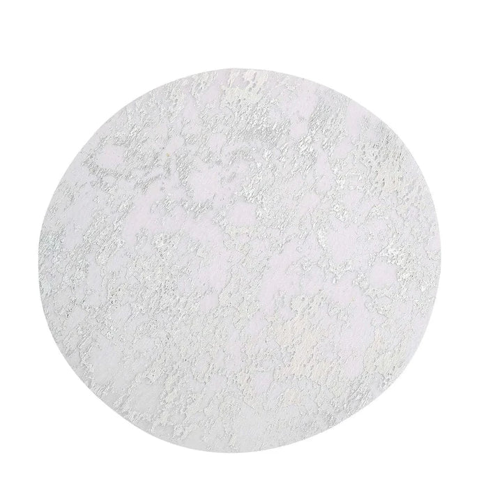 50 Round 13" Metallic Foil Polyester Mesh Table Placemats PLMAT_MET02_SILV_PK50