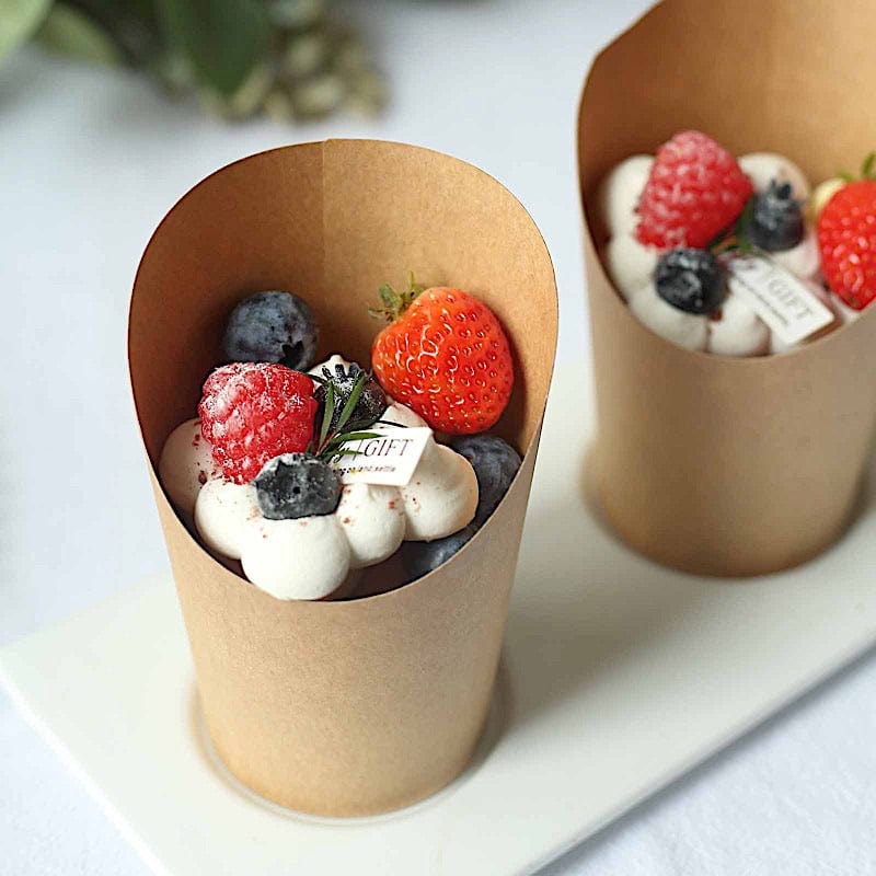 50 Round 14 oz Natural Snack Paper Cups Popcorn Boxes - Disposable Tableware DSP_PPBO_002_14_NAT