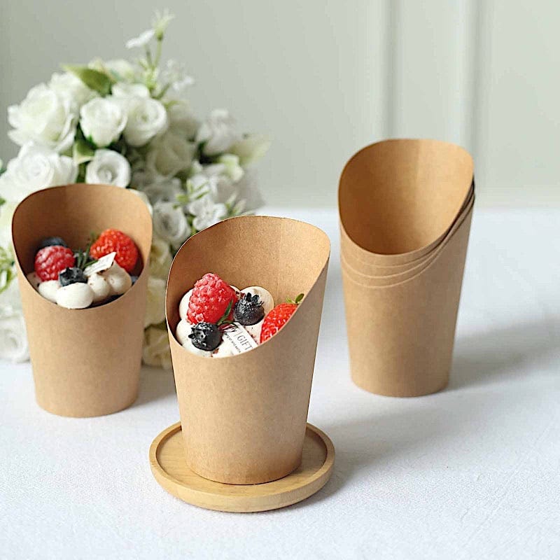 50 Round 14 oz Natural Snack Paper Cups Popcorn Boxes - Disposable Tableware DSP_PPBO_002_14_NAT