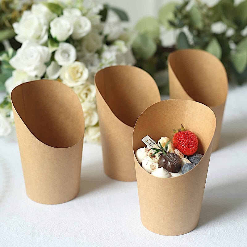 50 Round 14 oz Natural Snack Paper Cups Popcorn Boxes - Disposable Tableware DSP_PPBO_002_14_NAT