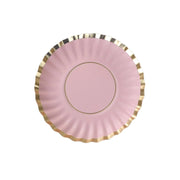 50 Round Metallic Paper Dessert Plates with Scalloped Rim - Disposable Tableware DSP_PPR0020_3_046GD