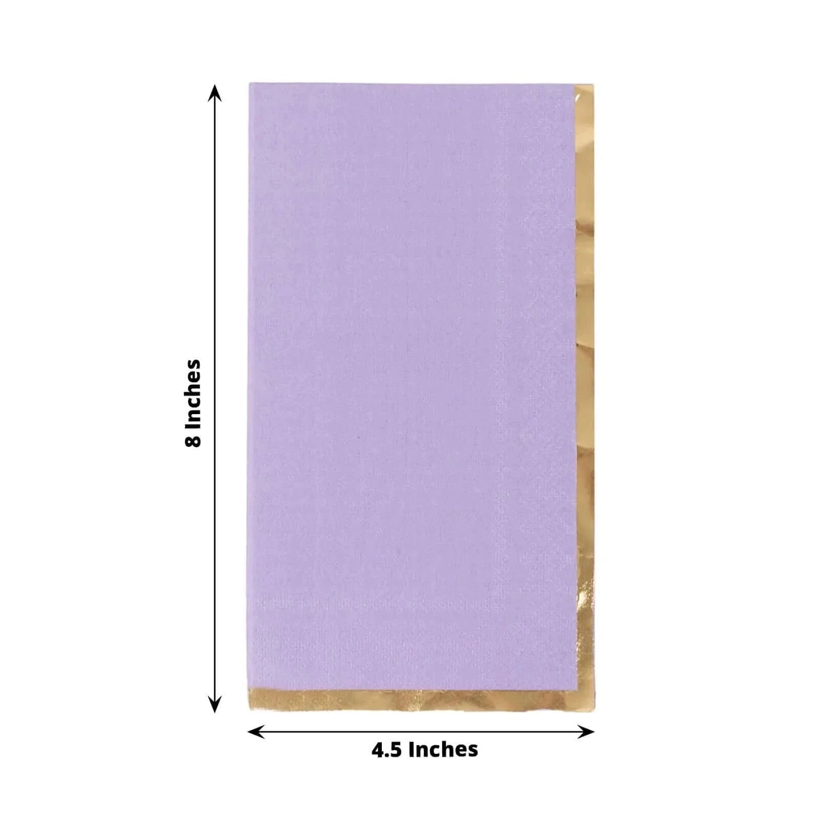 50 Soft 2 Ply Dinner Paper Napkins with Gold Foil Edge