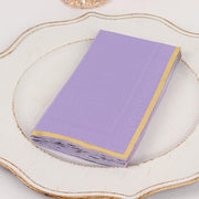 50 Soft 2 Ply Dinner Paper Napkins with Gold Foil Edge