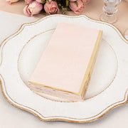 50 Soft 2 Ply Dinner Paper Napkins with Gold Foil Edge