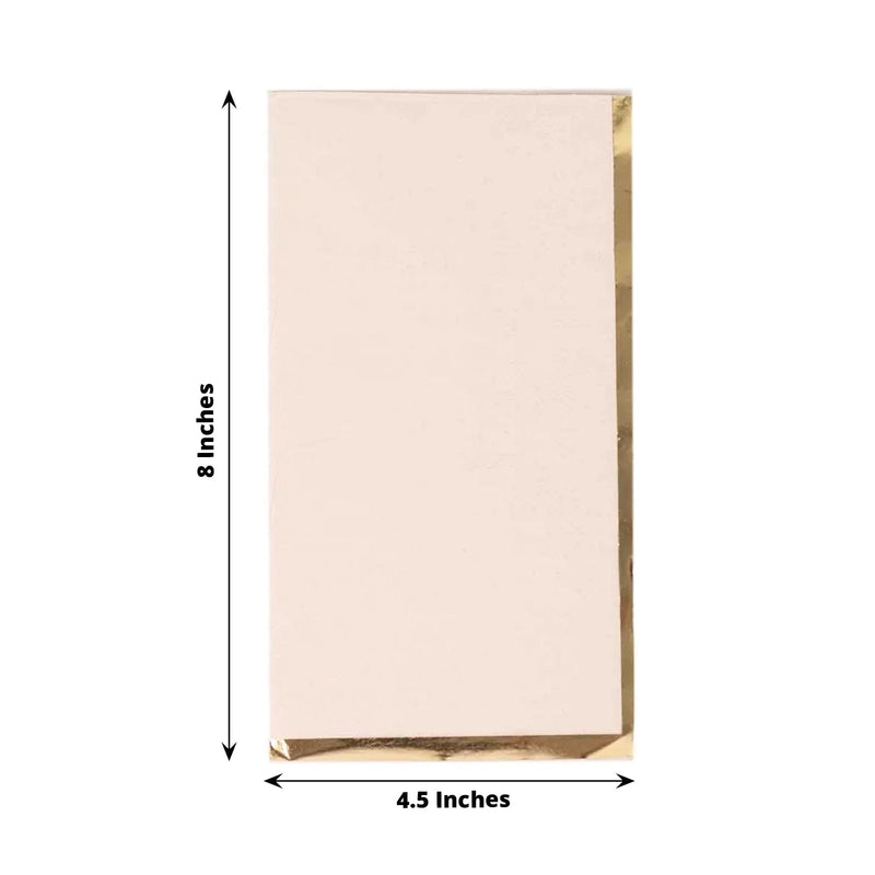 50 Soft 2 Ply Dinner Paper Napkins with Gold Foil Edge