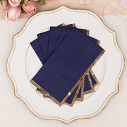 50 Soft 2 Ply Dinner Paper Napkins with Gold Foil Edge