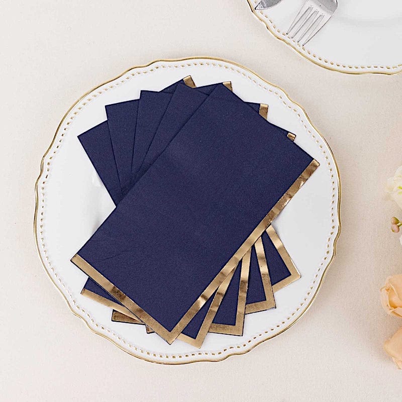50 Soft 2 Ply Dinner Paper Napkins with Gold Foil Edge