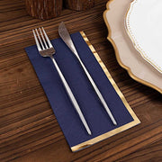 50 Soft 2 Ply Dinner Paper Napkins with Gold Foil Edge
