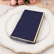 50 Soft 2 Ply Dinner Paper Napkins with Gold Foil Edge