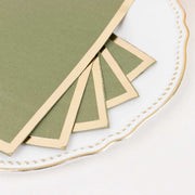 50 Soft 2 Ply Dinner Paper Napkins with Gold Foil Edge