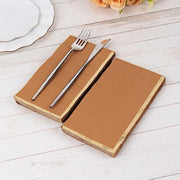 50 Soft 2 Ply Dinner Paper Napkins with Gold Foil Edge
