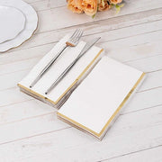 50 Soft 2 Ply Dinner Paper Napkins with Gold Foil Edge
