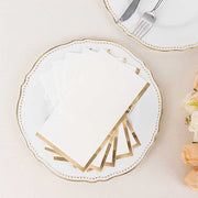 50 Soft 2 Ply Dinner Paper Napkins with Gold Foil Edge