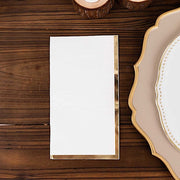 50 Soft 2 Ply Dinner Paper Napkins with Gold Foil Edge