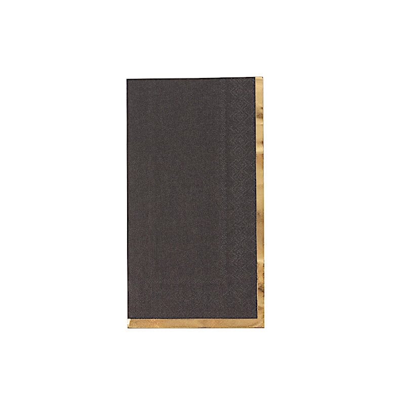 50 Soft 2 Ply Dinner Paper Napkins with Gold Foil Edge NAP_DIN06_BLKGD