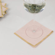 50 Soft 2 Ply Disposable Dinner Cocktail Paper Napkins with Gold Foil Edge