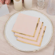 50 Soft 2 Ply Disposable Dinner Cocktail Paper Napkins with Gold Foil Edge
